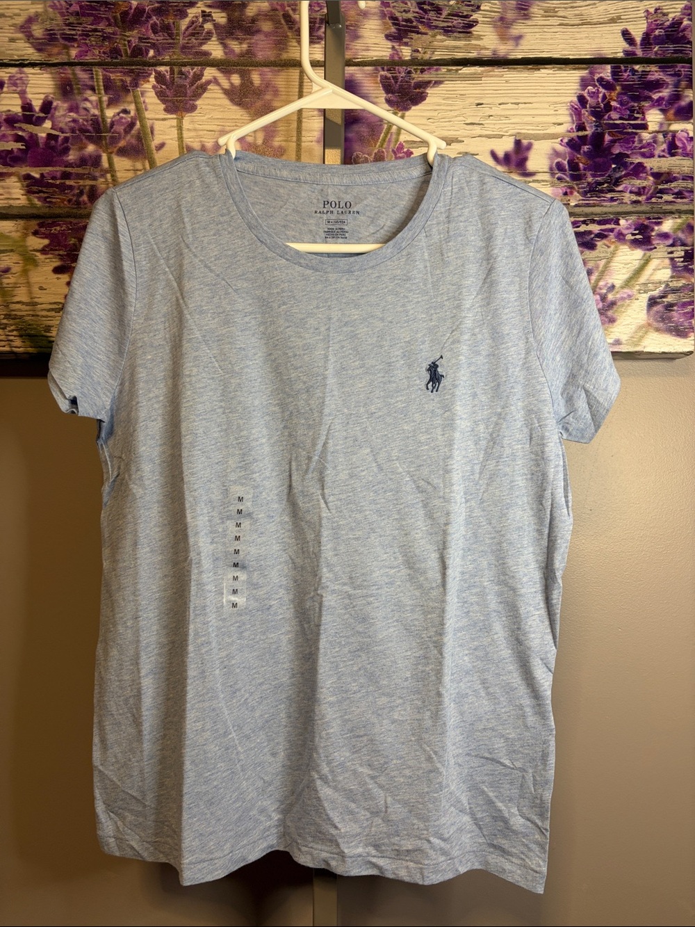 Women’s Polo by Ralph Lauren Heather Light Blue Crew Neck Tee NWT Size M